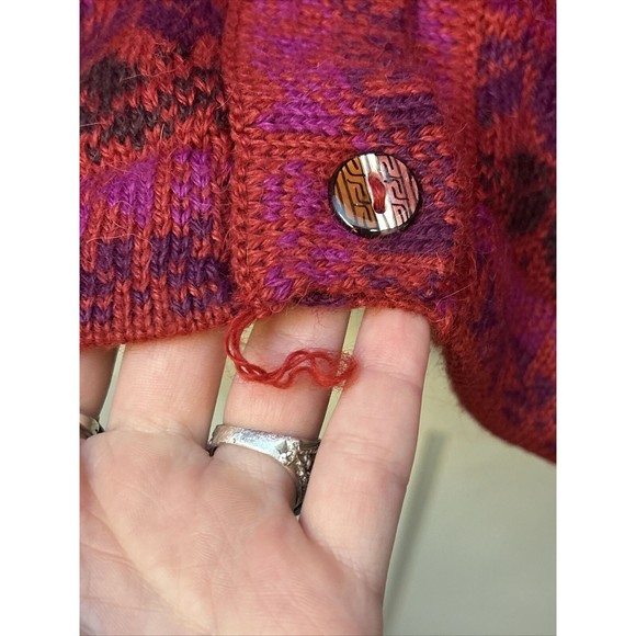 Vintage Alpaca Connection Nordic Knit Cardigan Vibrant Pink Purple Sweater Small - Picture 7 of 9